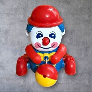 Vintage TOMY Clown Pull Toy - 1991 Tire-Roule